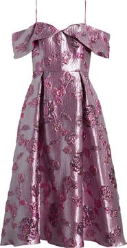 Julia Jordan Beaded Floral Jacquard Cold Shoulder Cocktail Dress