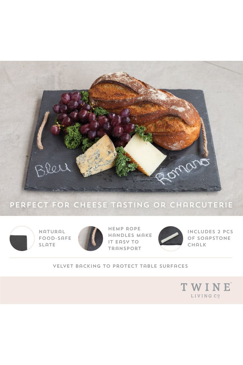 Slate Cheese Board with Rope Handles, Alternate, color, Black