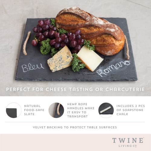 Twine Slate Cheese Board In Black
