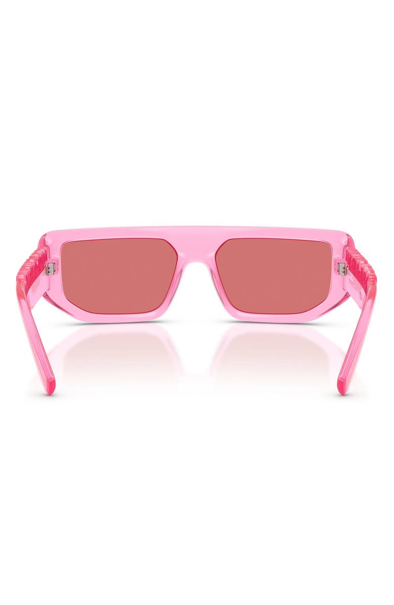 Dolce&Gabbana 56mm Rectangular Sunglasses, Alternate, color, Transparent Pink / Red