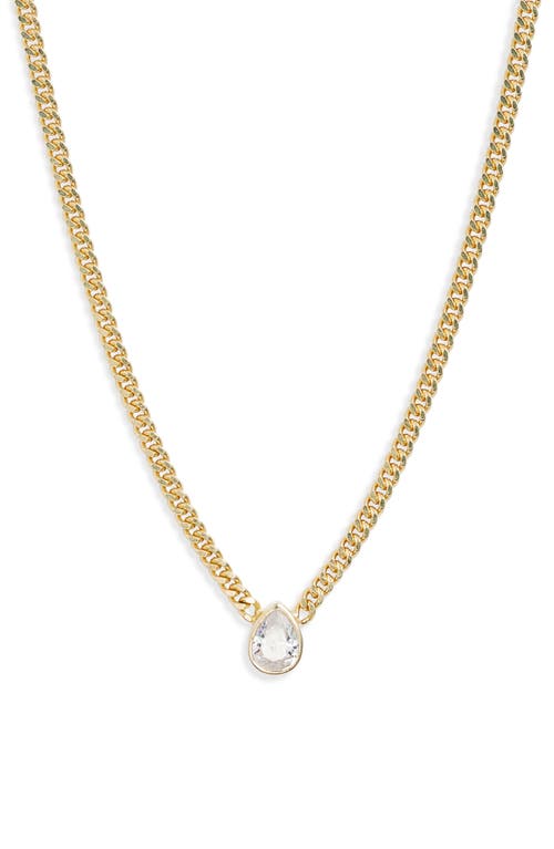 SHYMI Fancy Bezel Pendant Necklace in Gold/White/pear Cut 