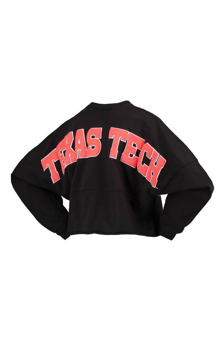 SPIRIT JERSEY Women's Black Texas Tech Red Raiders Laurels Crop Long Sleeve T-Shirt, Alternate, color,