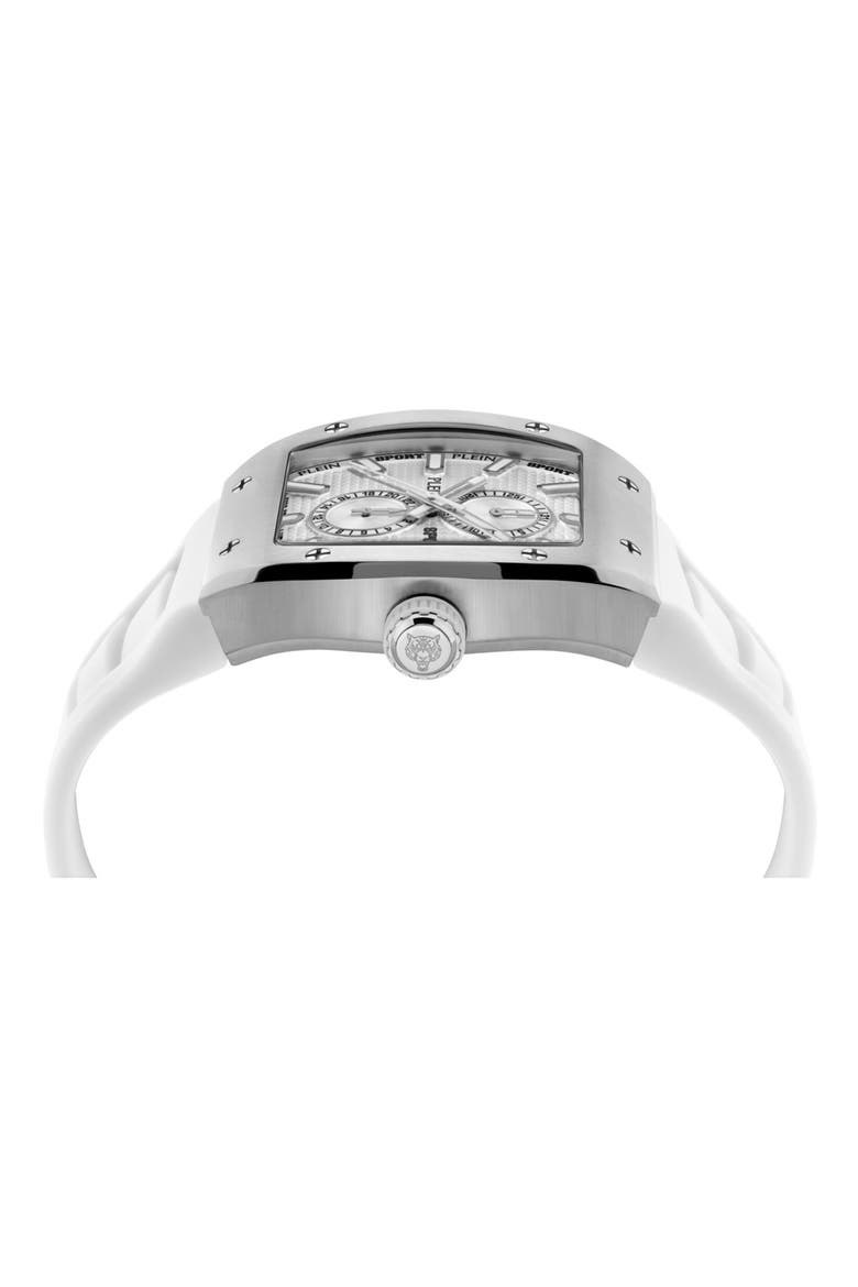 Stormbreaker Three Hand Quartz Silicone Strap Watch, 43mmx 52mm, Alternate, color, WHITE/ STAINLESS STEEL/ WHITE