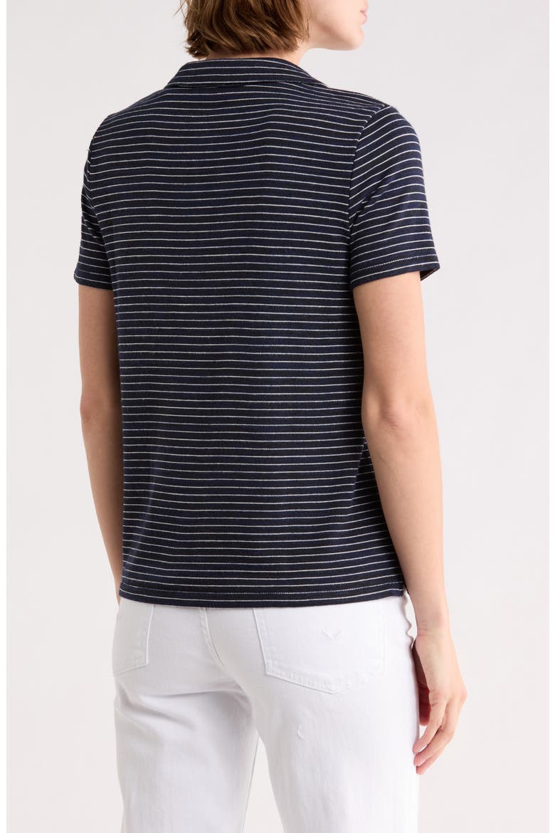 Pinstripe Short Sleeve Top, Alternate, color, NAVY/ WHITE