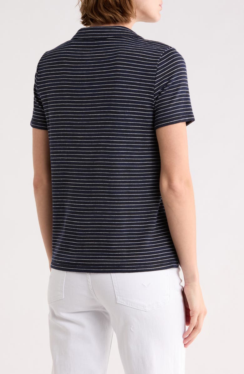 T Tahari Pinstripe Short Sleeve Top, Alternate, color, Navy/ White