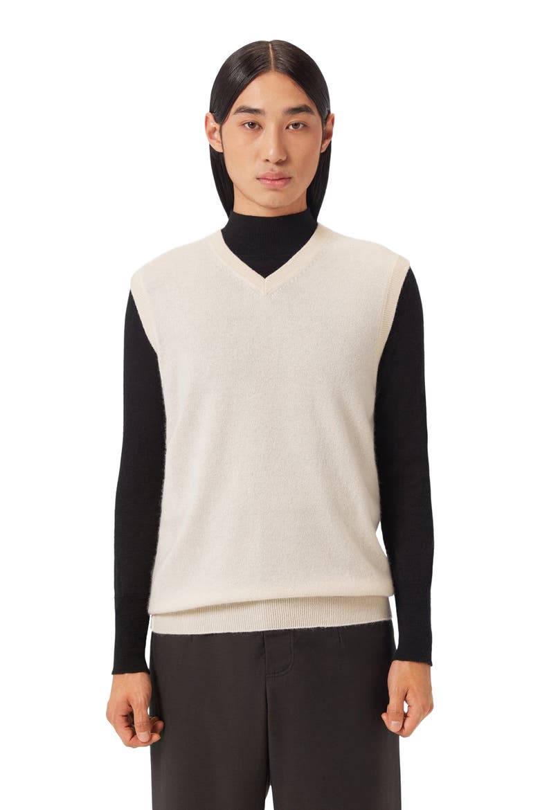 Essential V-Neck Cashmere Vest, Alternate, color, off white