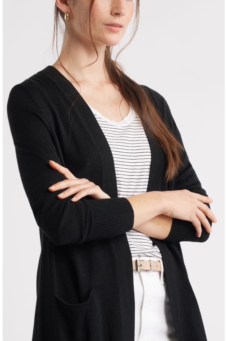 Everyday Open Front Cardigan, Alternate, color, BLACK