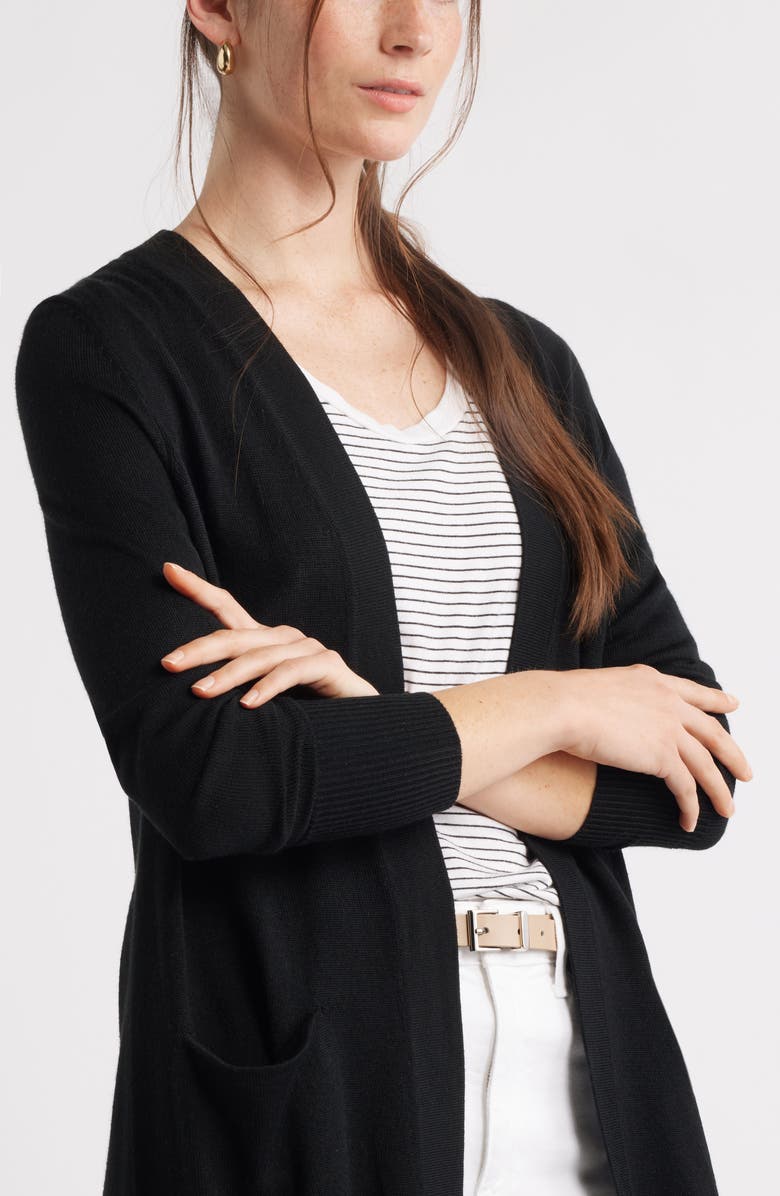 Caslon<sup>®</sup> Everyday Open Front Cardigan, Alternate, color, Black