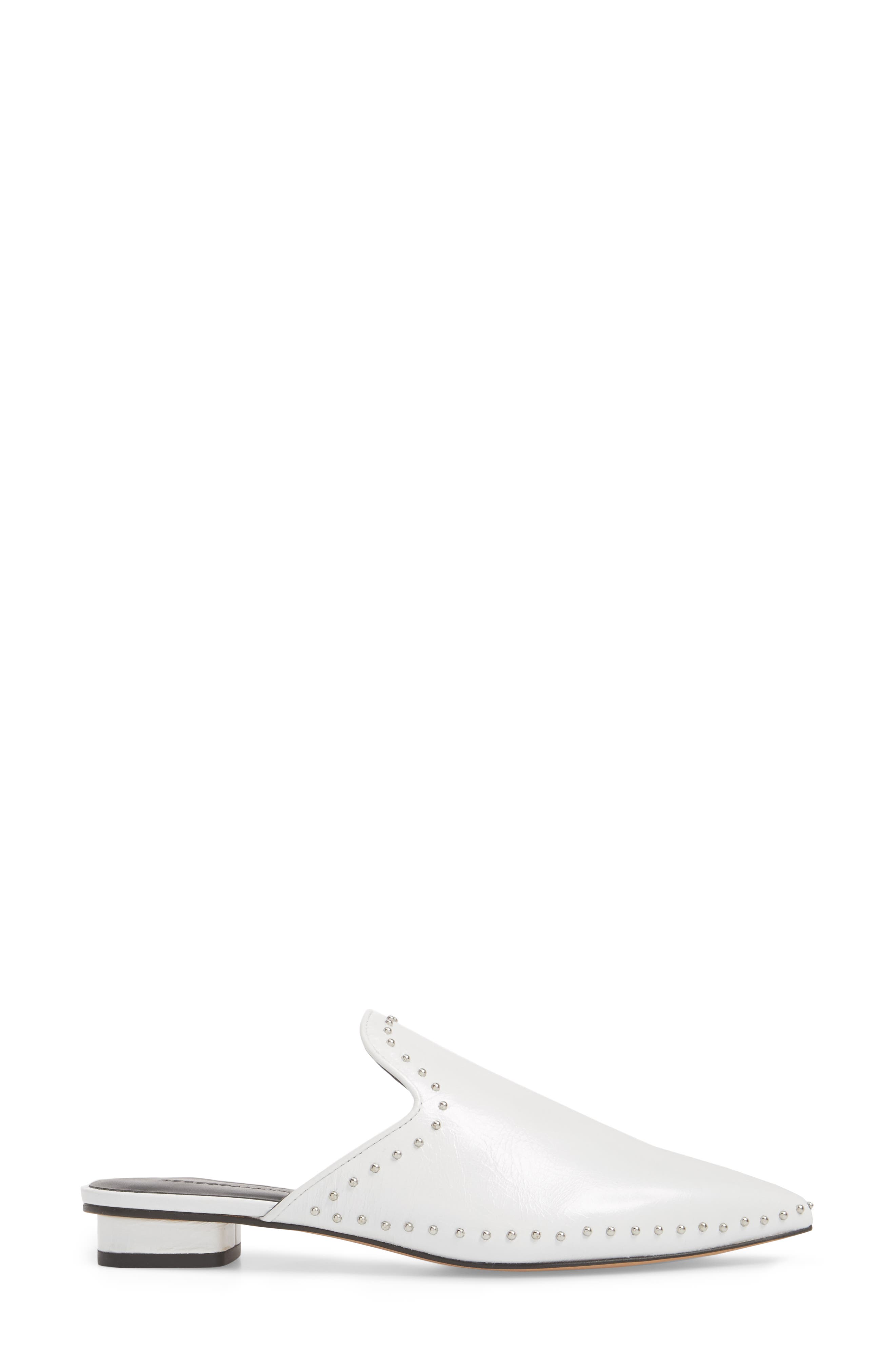 Chamille Studded Mule, Alternate, color, WHITE LEATHER