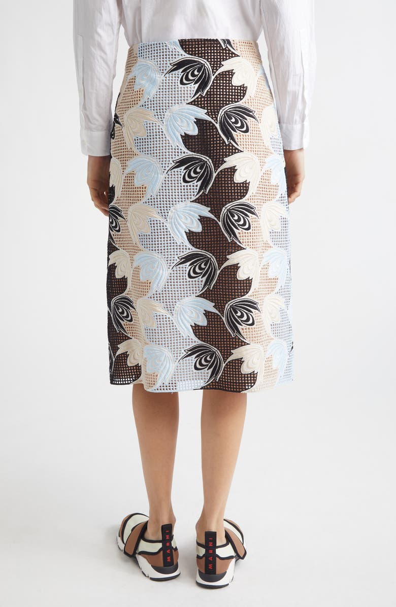 Marni Floral Broderie Anglaise Midi Skirt, Alternate, color, Riw01 Lily White