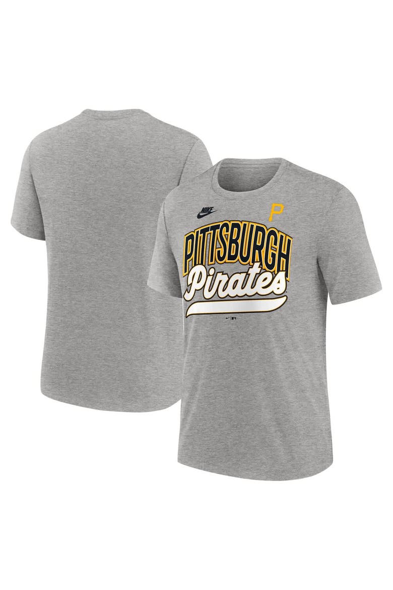 Men's Nike Heather Gray Pittsburgh Pirates Cooperstown Collection Retro Tri-Blend T-Shirt, Alternate, color, Heather Gray