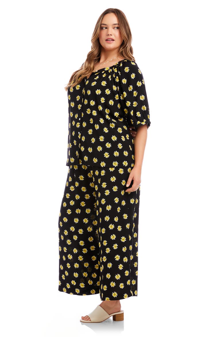 Floral Button-Up Peasant Top, Alternate, color, BLACK/ FLORAL PRINT