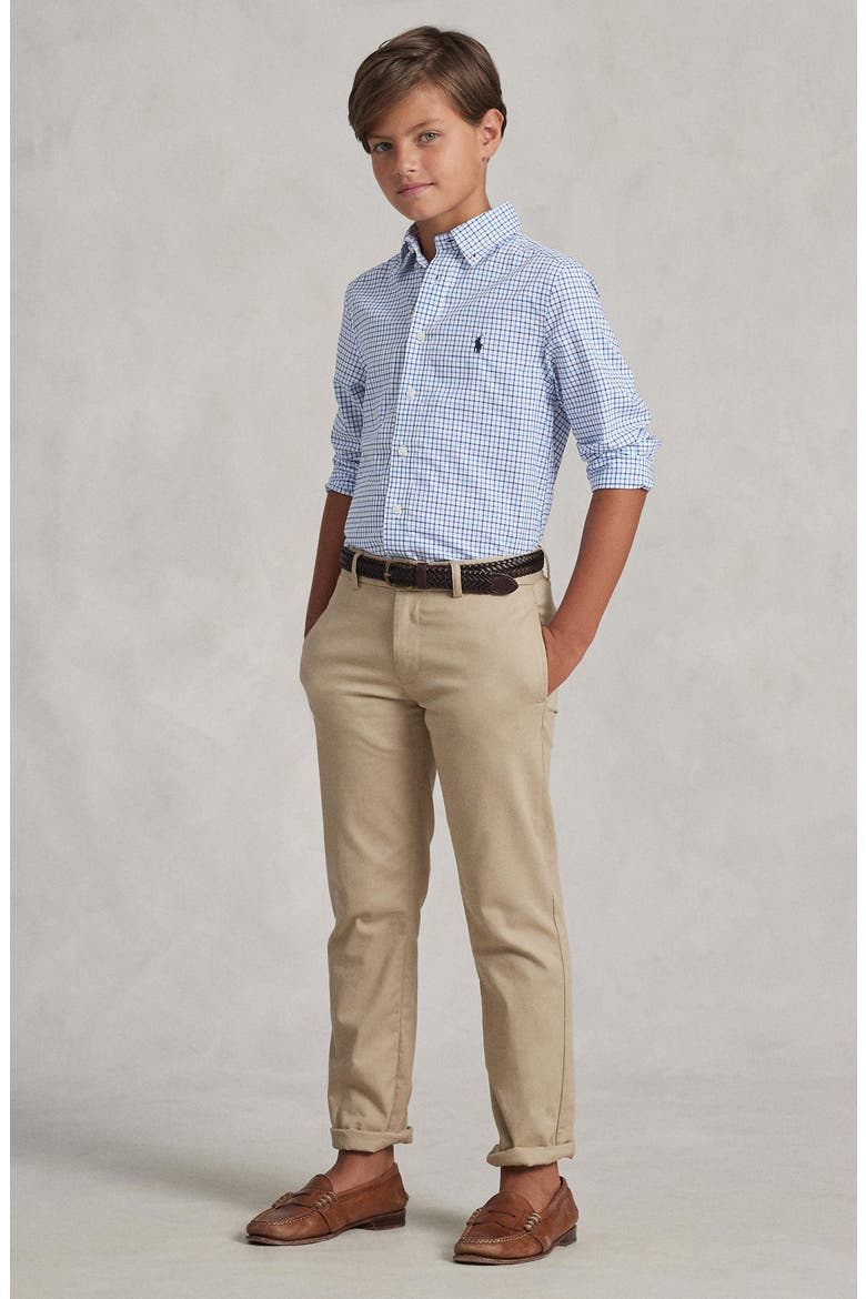 Kids' Tattersall Cotton Button-Down Shirt, Alternate, color, BLUE MU
