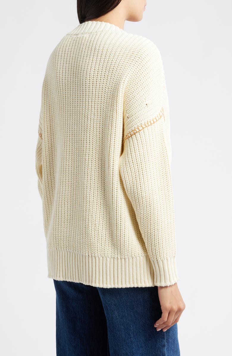 Hatley Slouchy Drop Shoulder Cotton Sweater, Alternate, color, Cream