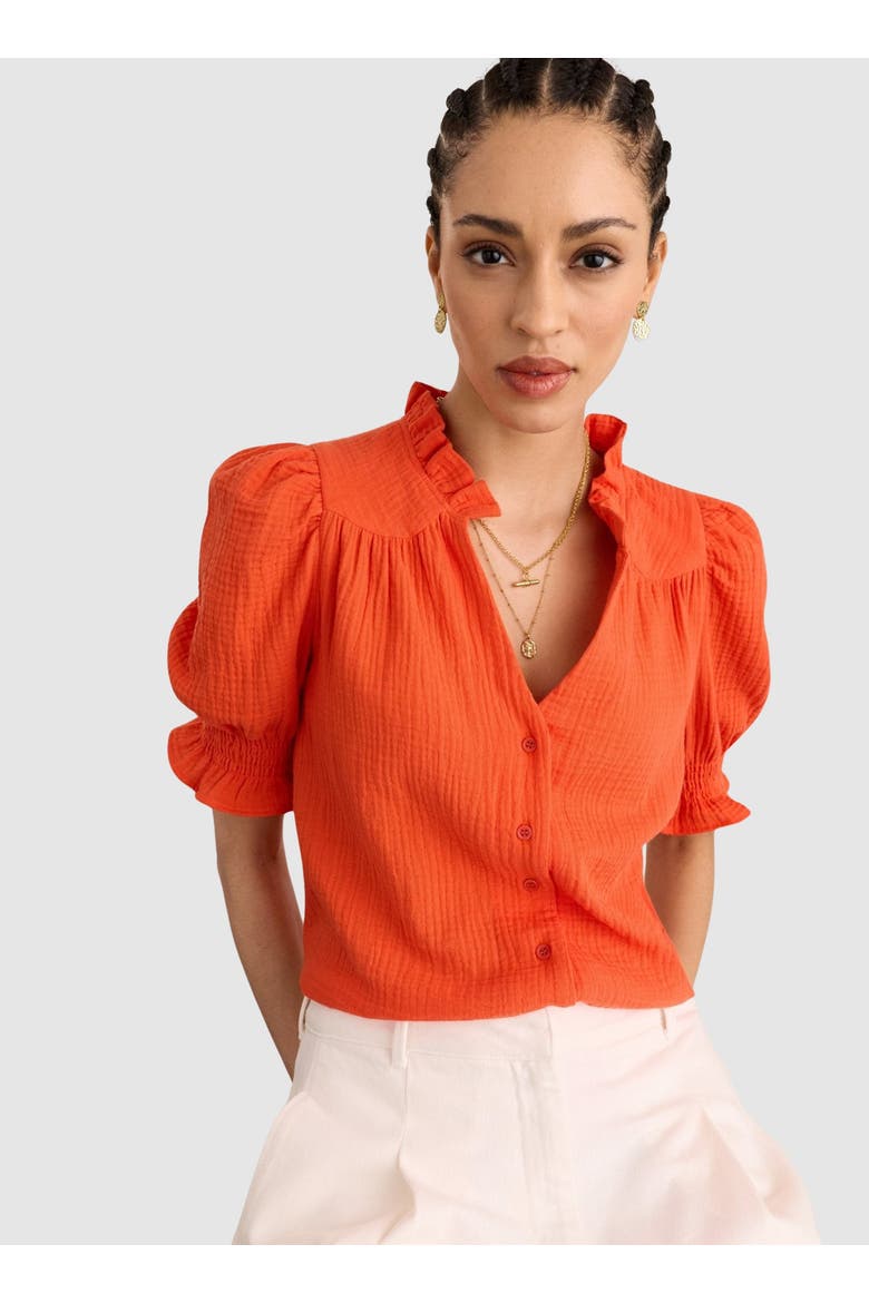 Nolan Organic Cheesecloth Blouse, Main, color, Tangerine