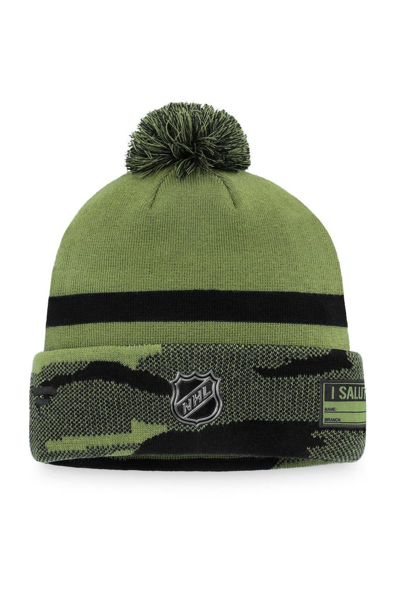Men's Fanatics Branded Camo San Jose Sharks Military Appreciation Cuffed Knit Hat with Pom, Alternate, color, Camo