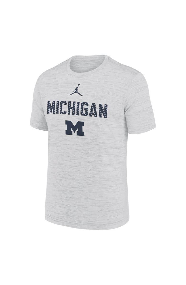 Jordan Brand Men's Jordan Brand White Michigan Wolverines Campus Slant Velocity Performance T-Shirt, Alternate, color, Gray