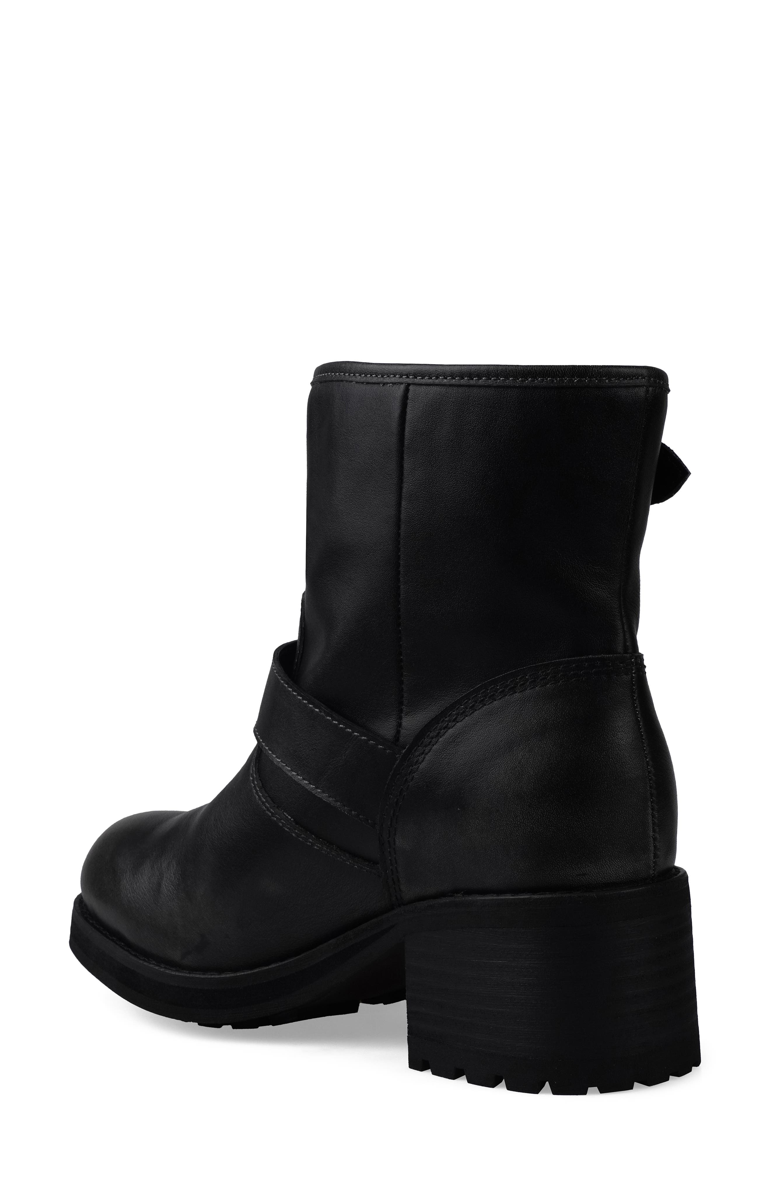Candie
s Rissa Lug Sole Moto Bootie, Alternate, color, Black Leather