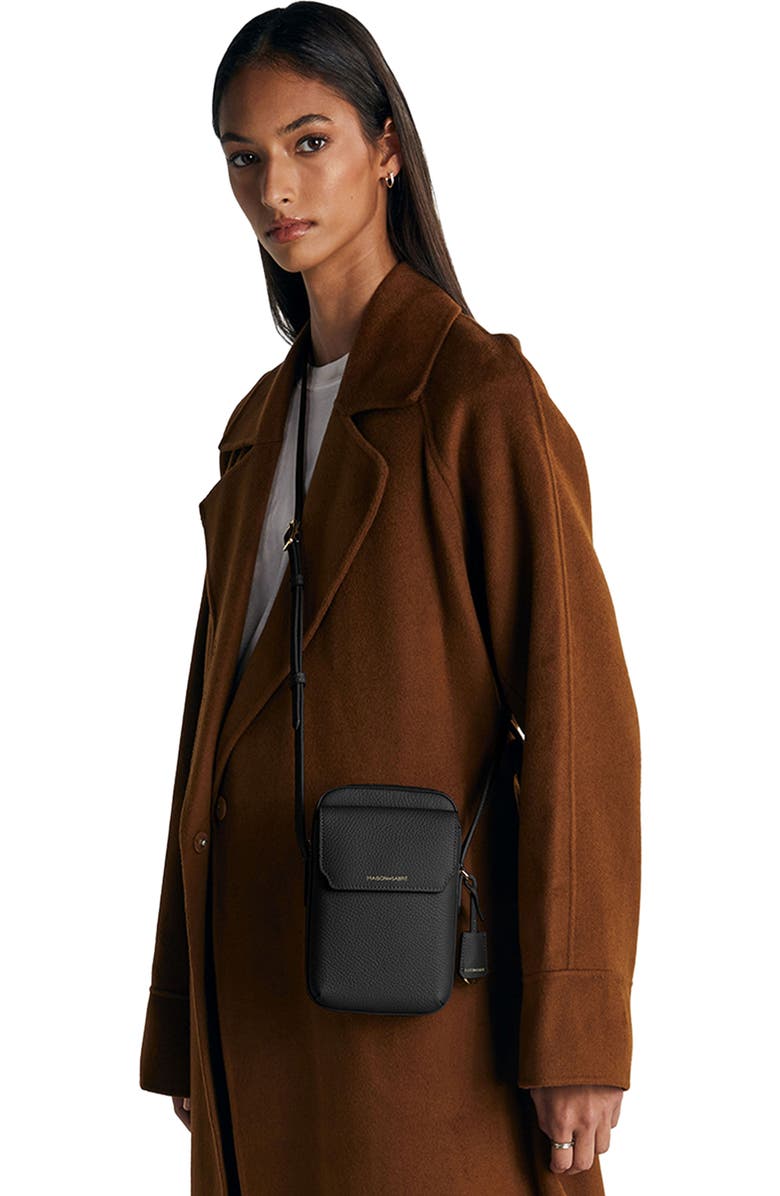 MAISON de SABRÉ Leather Zip Phone Pouch, Alternate, color, Black Caviar