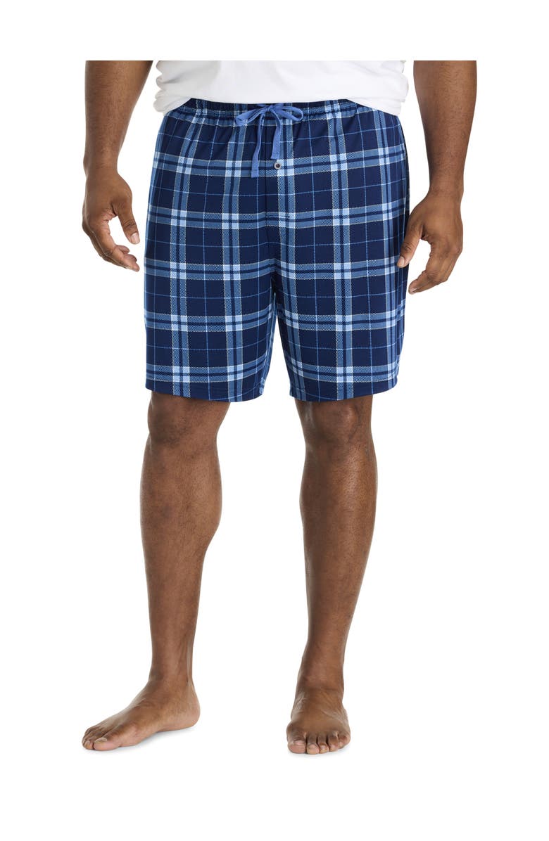 Harbor Bay by DXL Big & Tall Plaid Lounge Shorts, Main, color, Blue Multi