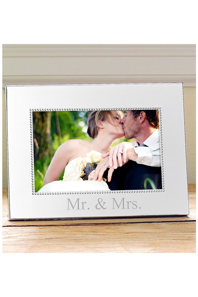 For the Couple Beaded Silver Picture Frame, Main, color, MR & MRS