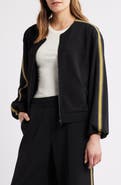Wit & Wisdom Stripe Trim Front Zip Jacket