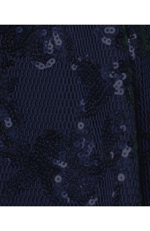 Lands' End Sequin Lace Mid Rise Midi Skirt In Blue