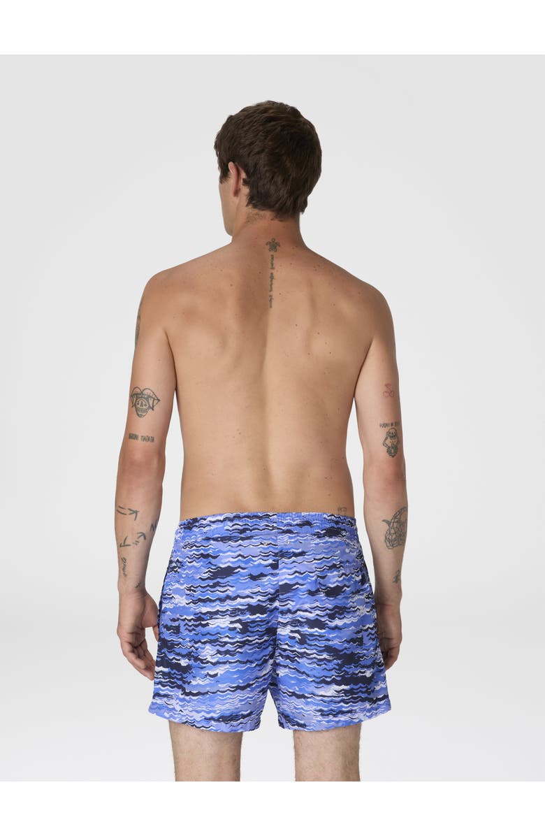 UM Mid-length Swim Shorts With Wave Print, Alternate, color, Blue