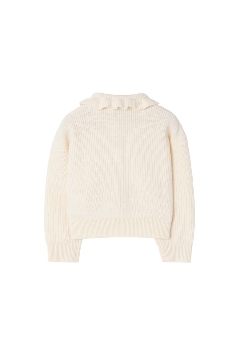 Girls' Check Pocket Cotton Wool Cardigan, Alternate, color, Ivory white