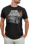 Star Wars Men's Star Wars Retro 77 Millennium Falcon Stripes  Graphic T-Shirt