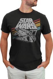 Star Wars Men's Star Wars Retro 77 Millennium Falcon Stripes Graphic T-Shirt