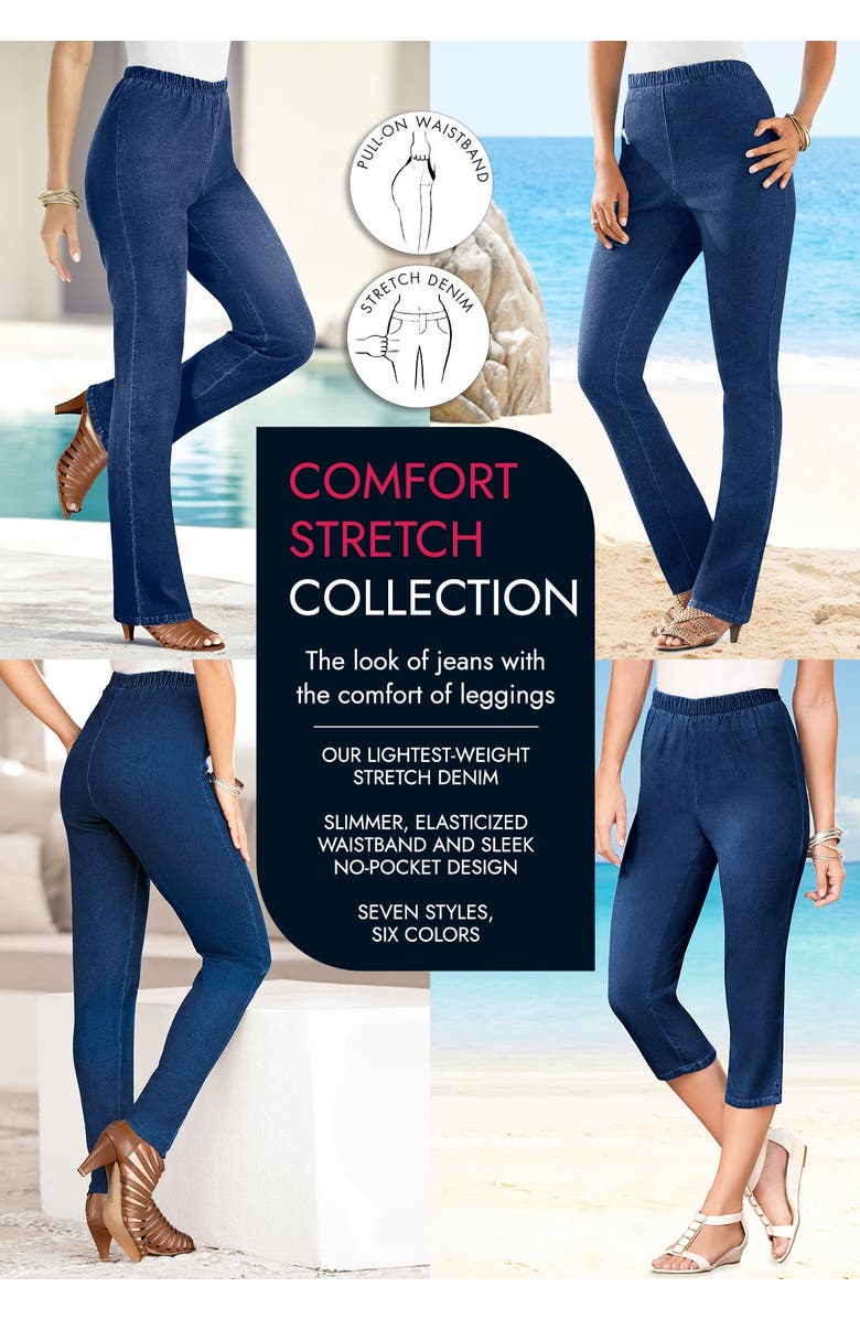 Roaman's Plus Size Comfort Stretch Wide Leg Jean, Alternate, color, Black Denim