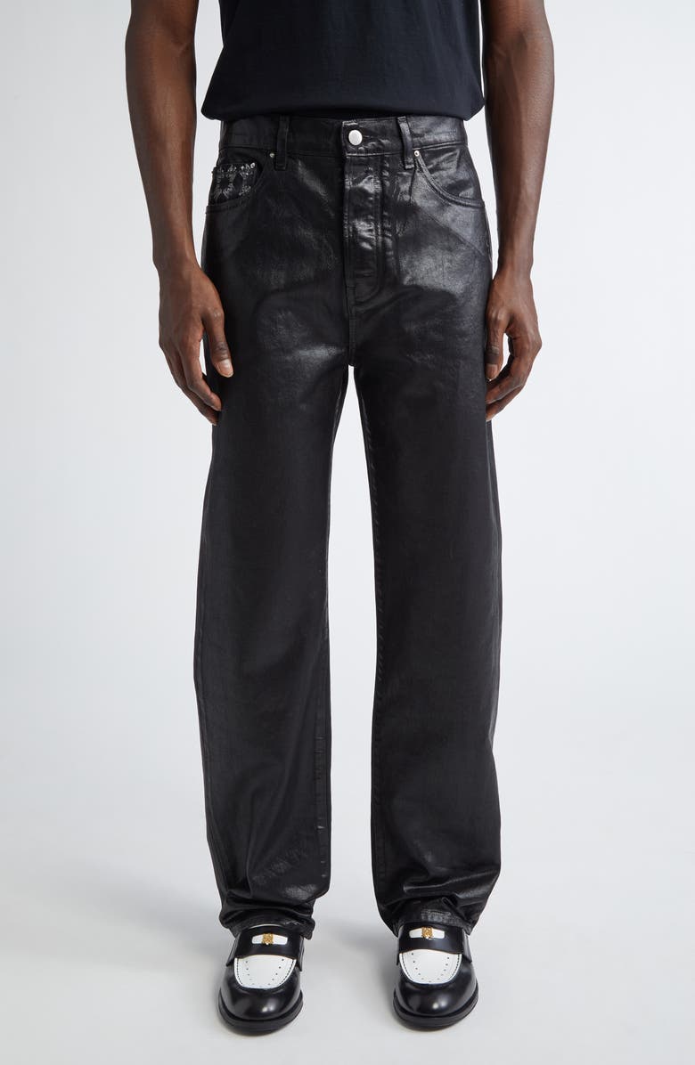AMIRI MA Quad Coated Straight Leg Jeans, Main, color, Black Wax