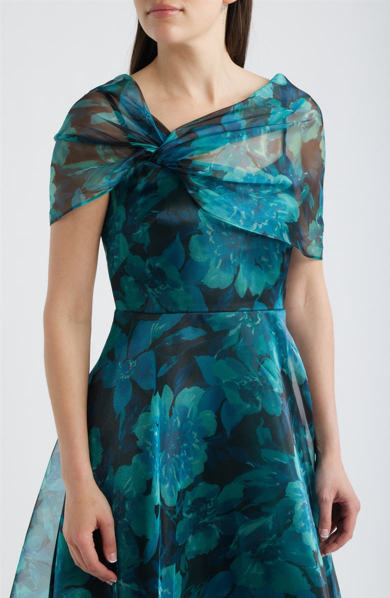 Eliza J Floral Shoulder Overlay Ballgown, Alternate, color,