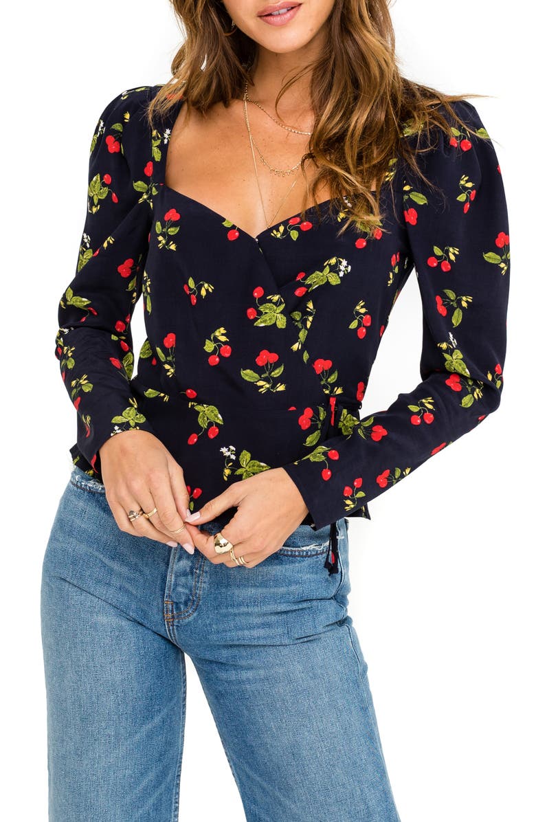 ASTR the Label Sweetheart Wrap Front Top, Main, color, 