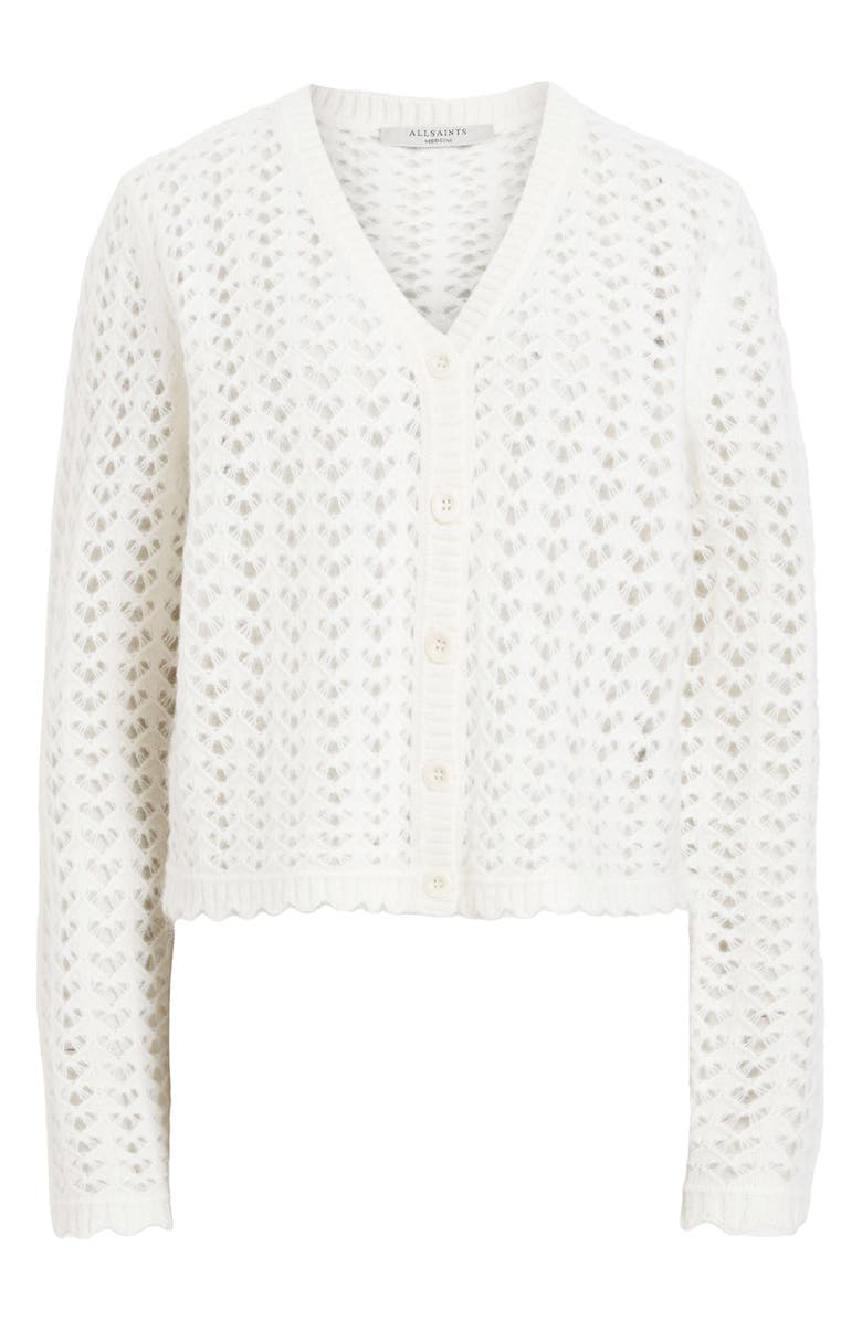 AllSaints Vivian Open Stitch Cardigan, Alternate, color, Chalk White