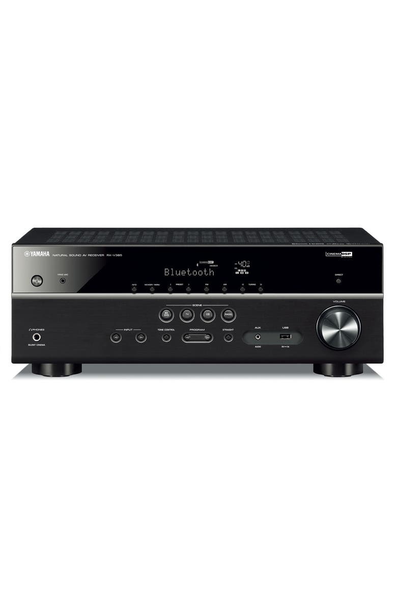 Yamaha RX-V385BL 5.1 Channel AV Receiver with YPAO Automatic Room Calibration, Main, color, Black