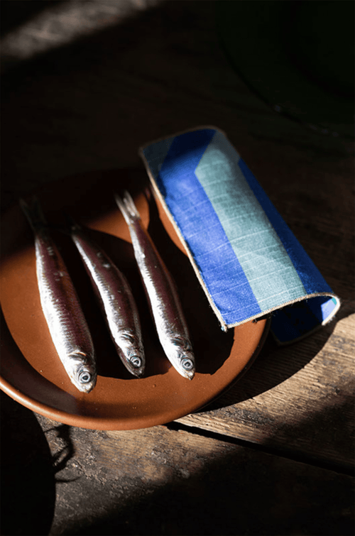 Tortuga Forma Stripe Cocktail Napkins Set Of 4 In Blue