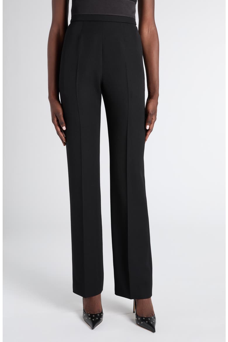 High Waist Wool Straight Leg Tux Pants, Main, color, BLACK