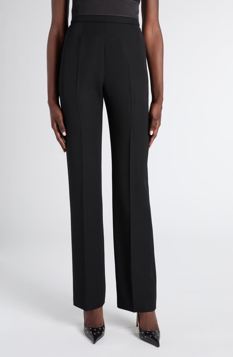 McQueen High Waist Wool Straight Leg Tux Pants, Main, color, Black