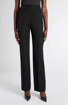 High Waist Wool Straight Leg Tux Pants