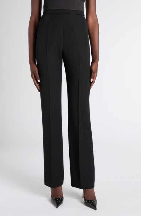 High Waist Wool Straight Leg Tux Pants