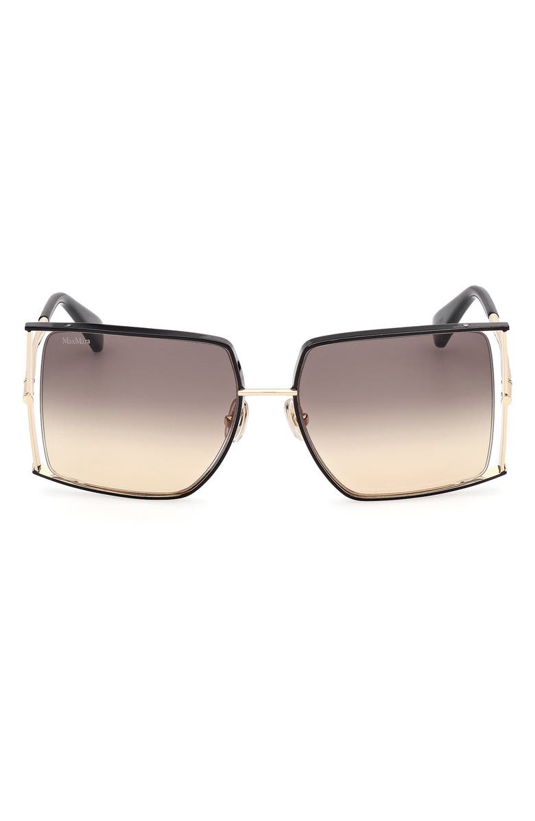 Max Mara 68mm Gradient Oversize Rectangular Sunglasses, Main, color, Gold/ Black / Grad Smoke Peach
