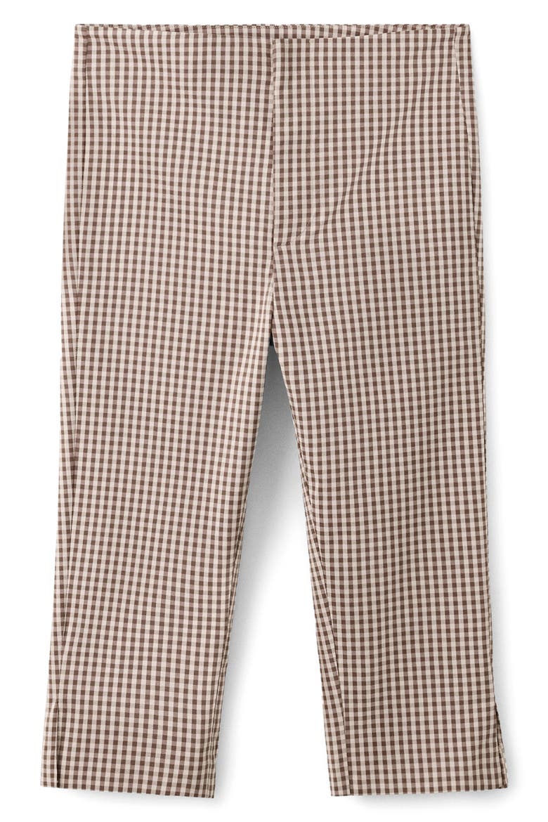 Gingham Print Capris, Alternate, color, BROWN