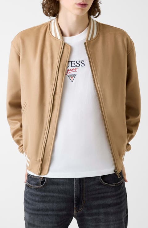 Faux Suede Bomber Jacket