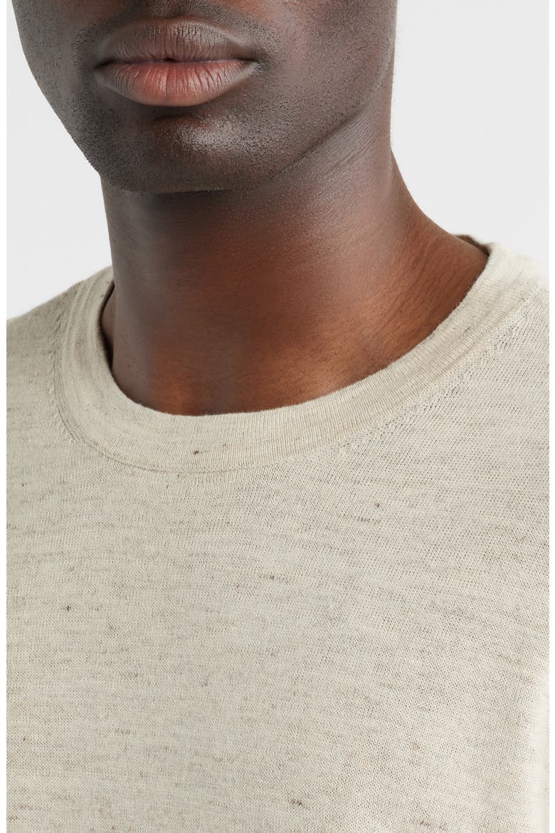 Linen & Cotton Short Sleeve Sweater Tee, Alternate, color, BEIGE OAK HEATHER