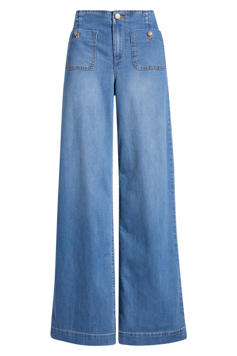 Bandless Wide Leg Sailor Jeans, Main, color, YUTA