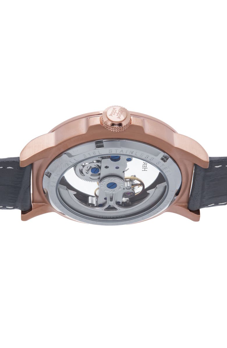 Heritor Automatic Xander Semi-Skeleton Leather-Band Watch, Alternate, color, 