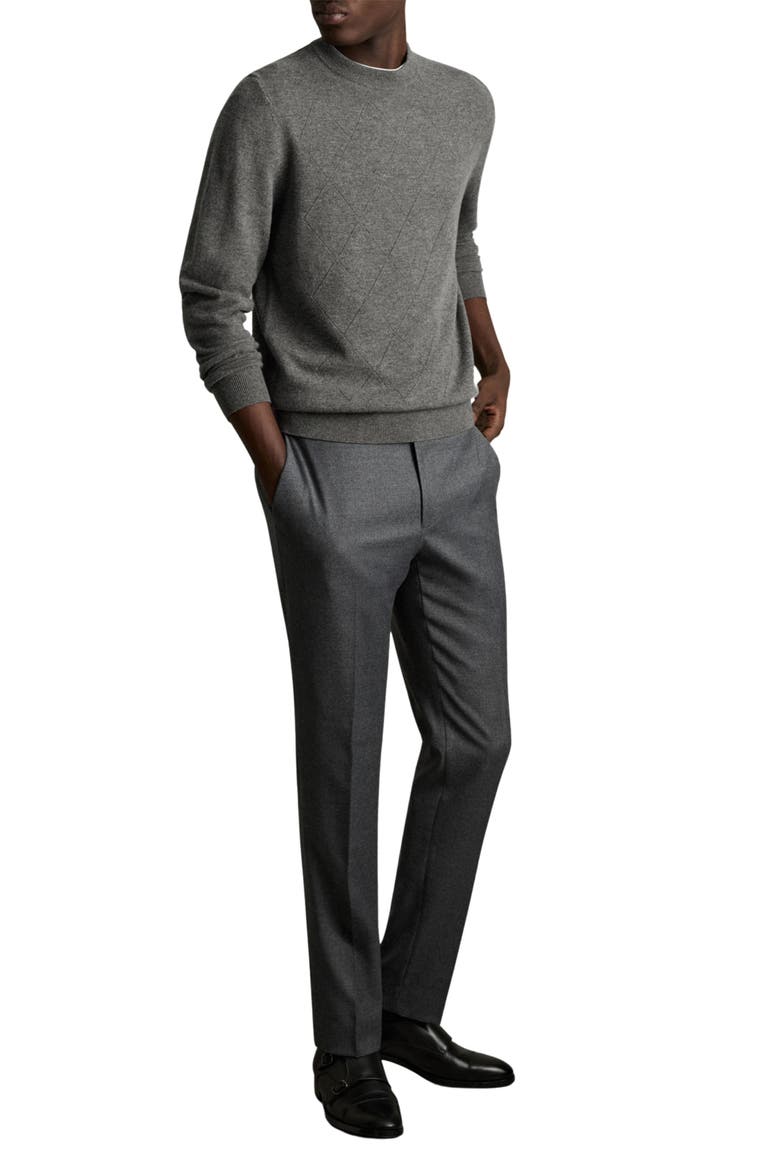 Vince Argyle Wool Sweater, Alternate, color, MID GREY MELANGE