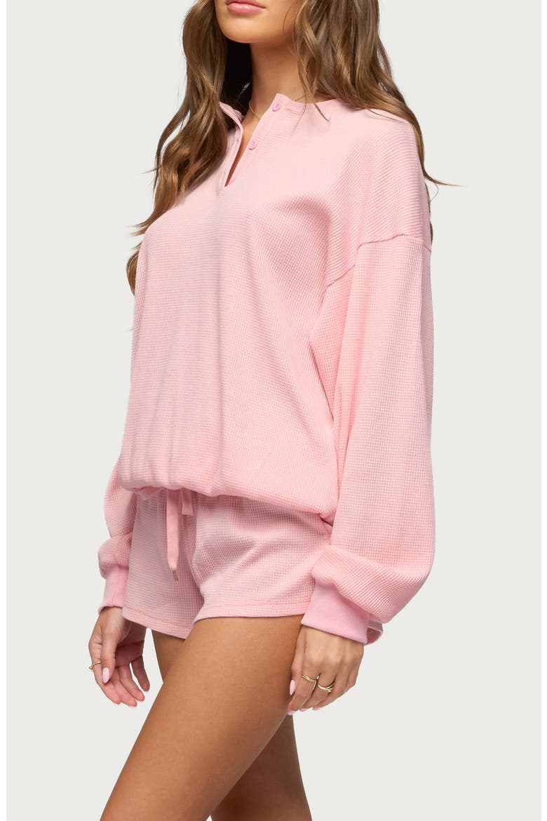 Baila Waffle Knit Henley Top, Alternate, color, PINK